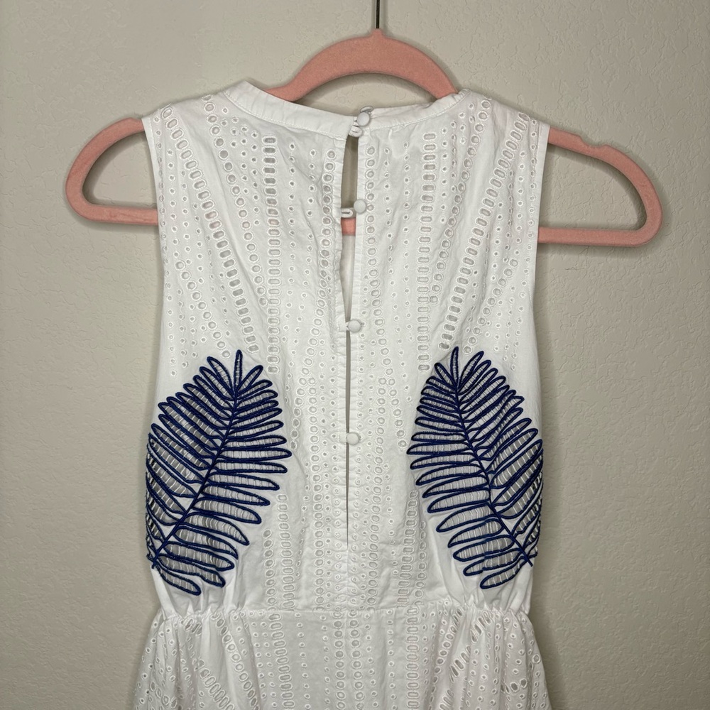 Tanya Taylor White & Blue Eyelet Dress - Picture 4 of 7